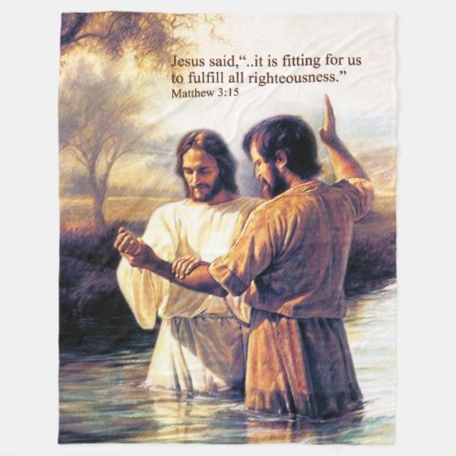 Jesus Christ Baptism Fleece Blanket