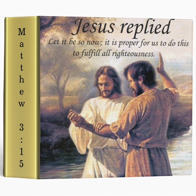Jesus Christ Baptism image one 3 Ring Binder (Front/Spine)