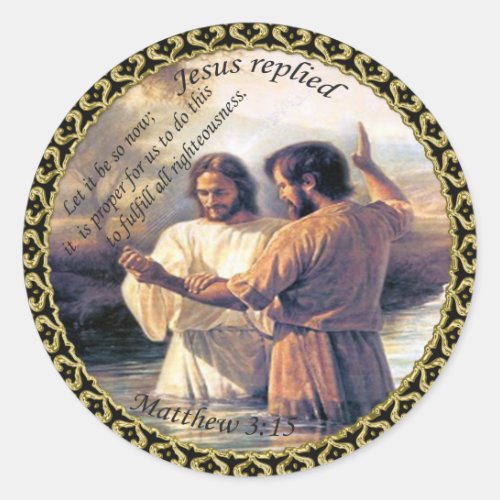 Jesus Christ Baptism image one Classic Round Sticker