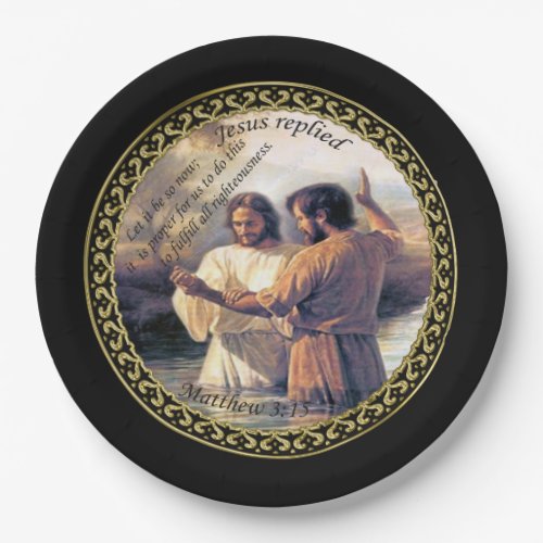 Jesus Christ Baptism image one Paper Plates