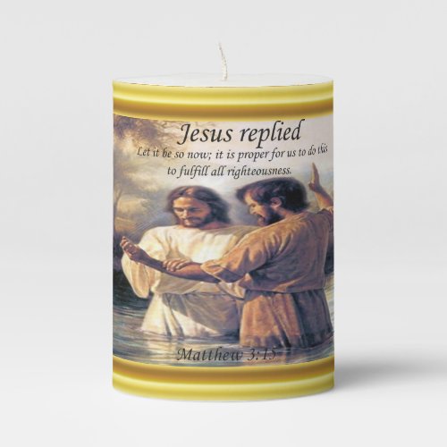 Jesus Christ Baptism image one Pillar Candle