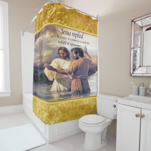 Jesus Christ Baptism image one Shower Curtain