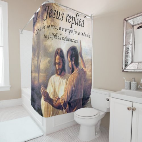 Jesus Christ Baptism image one Shower Curtain