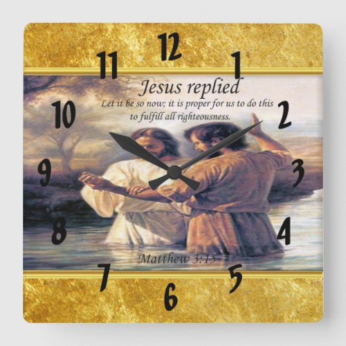 Jesus Christ Baptism image one Square Wall Clock