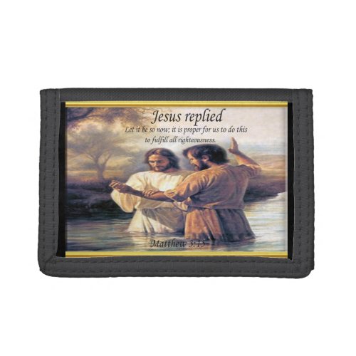 Jesus Christ Baptism image one Trifold Wallet