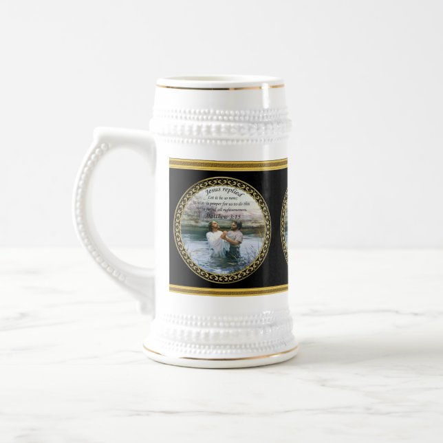 Jesus Christ Baptism image two Beer Stein (Left)