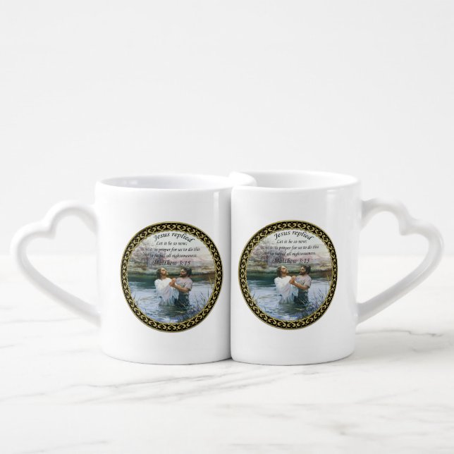Jesus Christ Baptism image two Coffee Mug Set (Front Nesting)