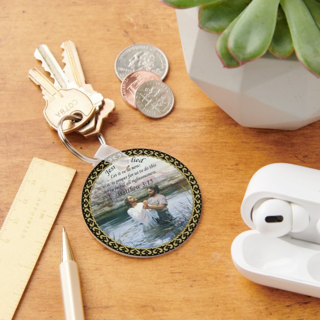 Jesus Christ Baptism image two Keychain (Desk)