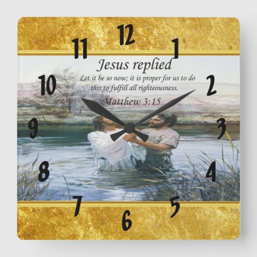 Jesus Christ Baptism image two Square Wall Clock