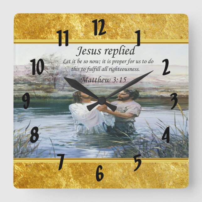 Jesus Christ Baptism image two Square Wall Clock (Front)