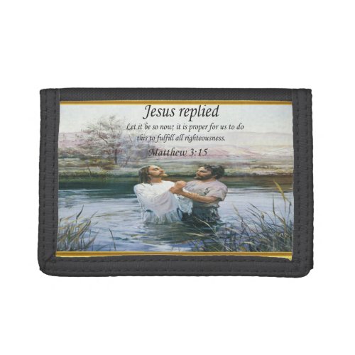 Jesus Christ Baptism image two Trifold Wallet