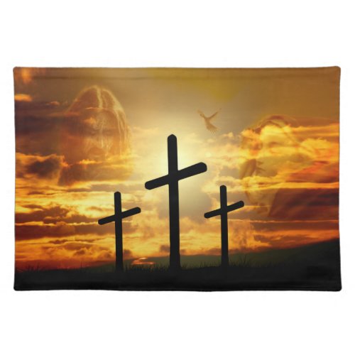 Jesus Christ Blessed Virgin Mary Dove Calvery Cloth Placemat