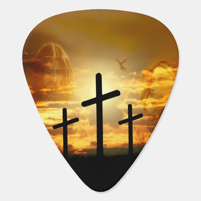Jesus Christ Blessed Virgin Mary Dove Calvery Guitar Pick (Back)