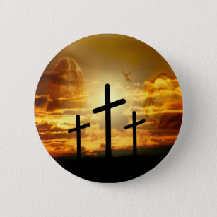 Jesus Christ Blessed Virgin Mary Dove Calvery Pinback Button