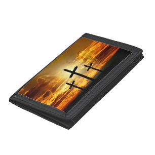 Jesus Christ Blessed Virgin Mary Dove Calvery Tri-fold Wallet