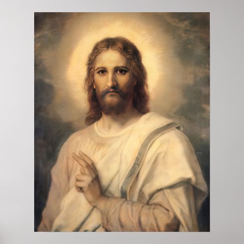 Jesus Christ Blessing by Hofmann Poster