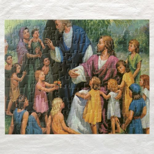 Jesus Christ Blessing Children Vintage Religion Jigsaw Puzzle