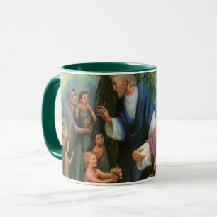 Jesus Christ Blessing Children, Vintage Religion Mug