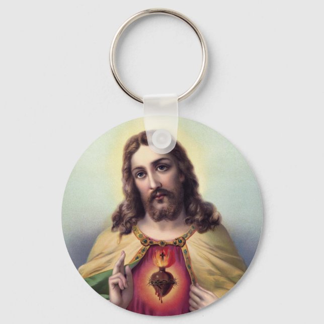 Jesus Christ Blessing Sacred Heart of Jesus Keychain (Front)