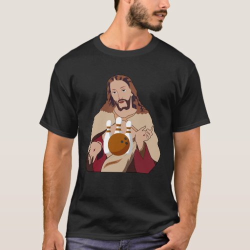 Jesus Christ  Bowling Ball Pins Bowler Religious C T_Shirt