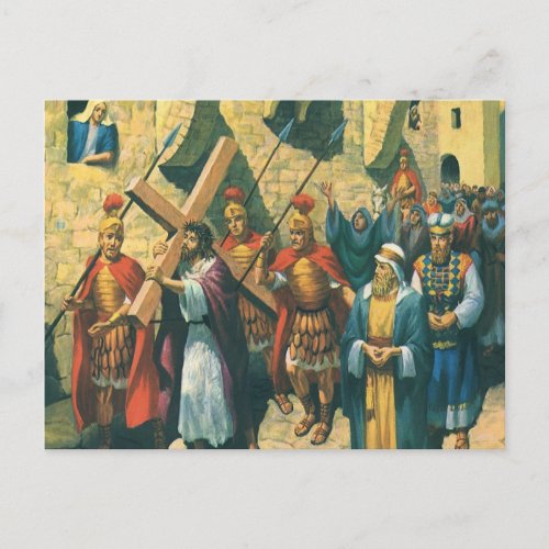 Jesus Christ Carrying the Cross to his Crucifixion Postcard