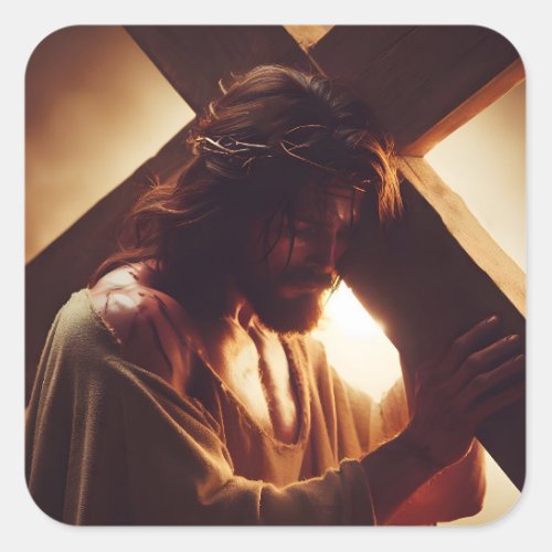Jesus Christ Chosen Cross Religious Square Sticker