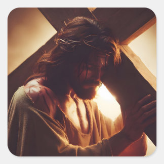 Jesus Christ Chosen Cross Religious Square Sticker