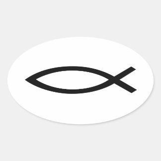 Jesus Christ, Christian fish symbol Oval Sticker