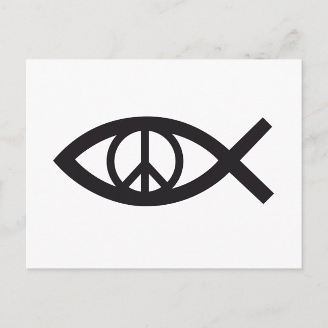 Jesus Christ, Christian fish symbol, peace sign Postcard (Front)