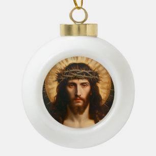 Jesus Christ Christian Religious Art Ceramic Ball Christmas Ornament