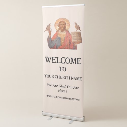 Jesus Christ  Church Welcome   Retractable Banner