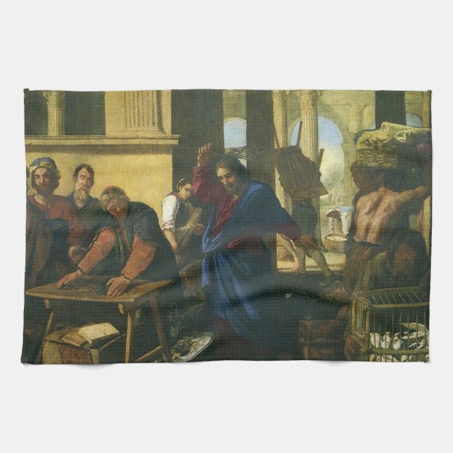 Jesus Christ Cleansing of the Temple Kitchen Towel (Horizontal)