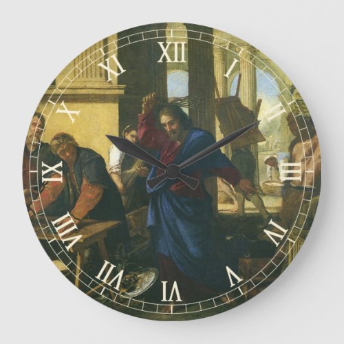 Jesus Christ Cleansing of the Temple Large Clock