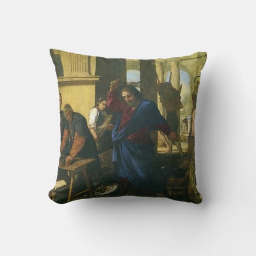 Jesus Christ Cleansing of the Temple Throw Pillow