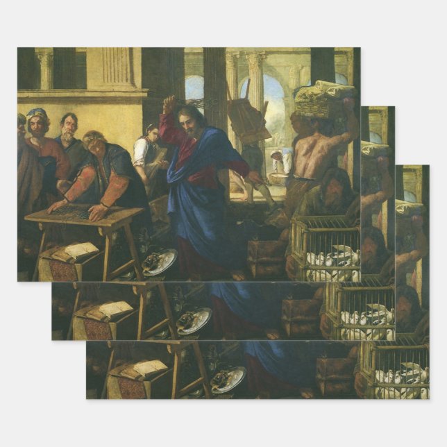 Jesus Christ Cleansing of the Temple Wrapping Paper Sheets (Set)
