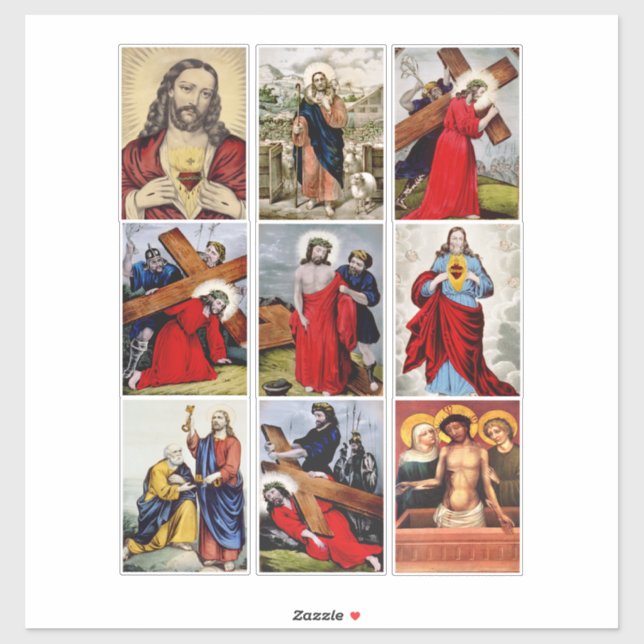 Jesus Christ Collage Sheet Art Christian Religious Sticker (Sheet)