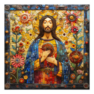 Jesus Christ Colorful Mosaic Photo Print