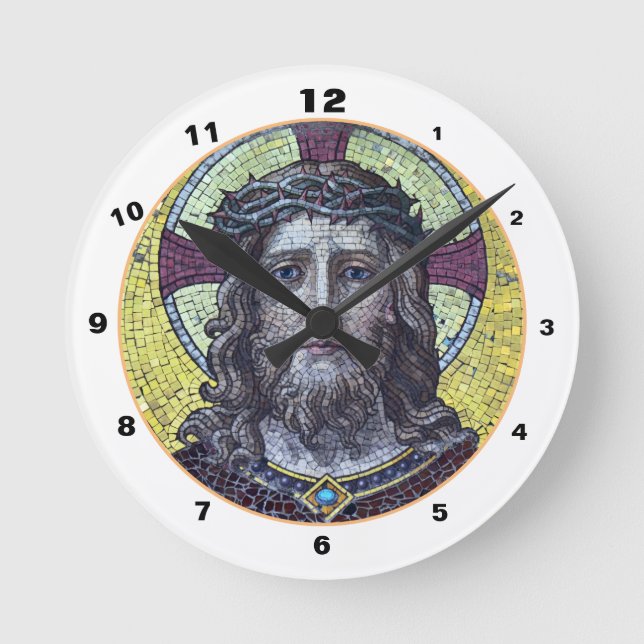 Jesus Christ & Compassion Art vintage Mosaic clock (Front)