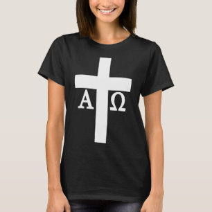 Jesus Christ Cross Alpha Omega Christianity Bible T-Shirt