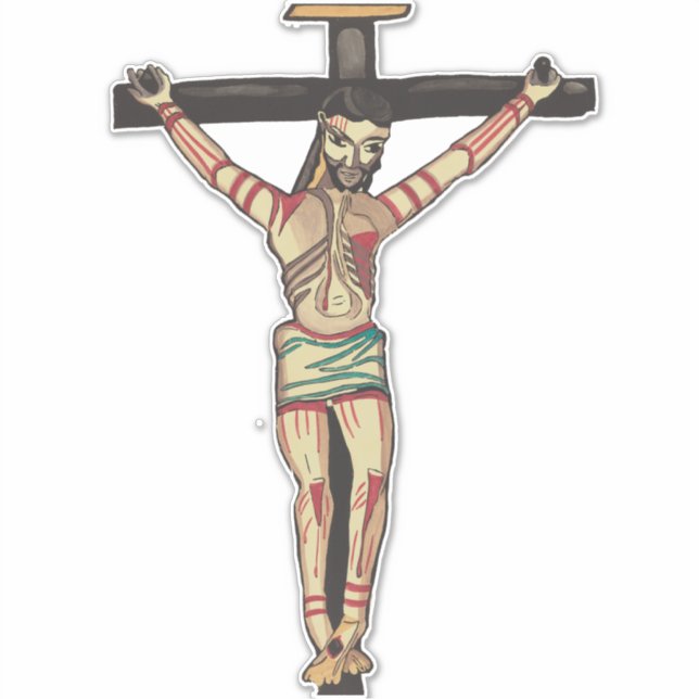 Jesus Christ Cross Crucifixion Watercolor art      Sticker (Front)