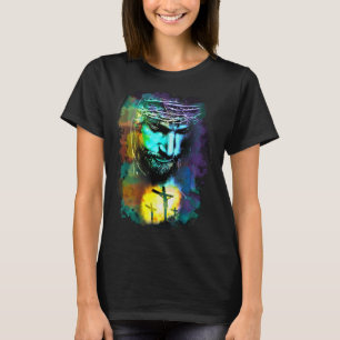 Jesus Christ Cross Religious Cture Christian Art P T-Shirt