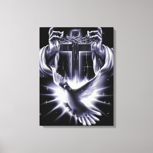 Jesus Christ Crown of Thorns and Dove Canvas Print
