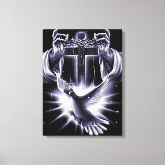 Jesus Christ Crown of Thorns and Dove Canvas Print (Front)