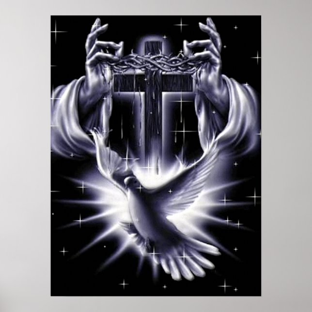 Jesus Christ Crown of Thorns and Dove Poster (Front)