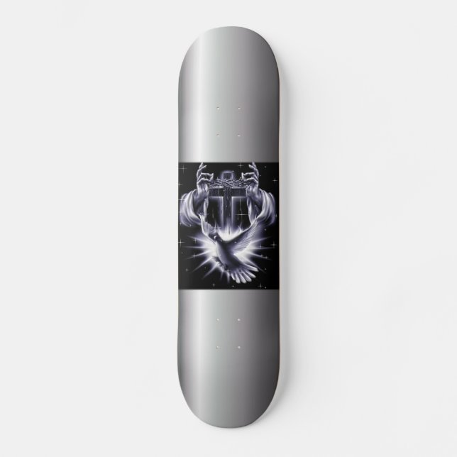 Jesus Christ Crown of Thorns and Dove Skateboard Deck (Front)