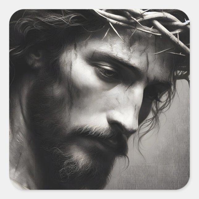 Jesus Christ Crown of Thorns - Chosen Square Sticker (Front)