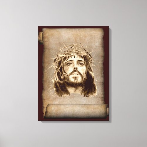 Jesus Christ Crown of Thorns on Scroll Canvas Print