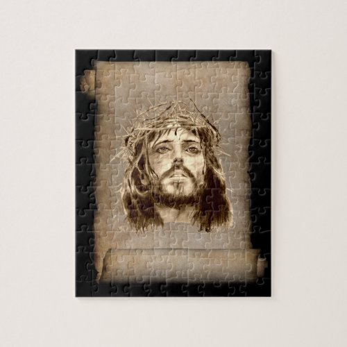 Jesus Christ Crown of Thorns on Scroll Jigsaw Puzzle