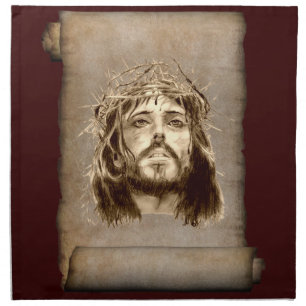 Jesus Christ Crown of Thorns on Scroll Napkin