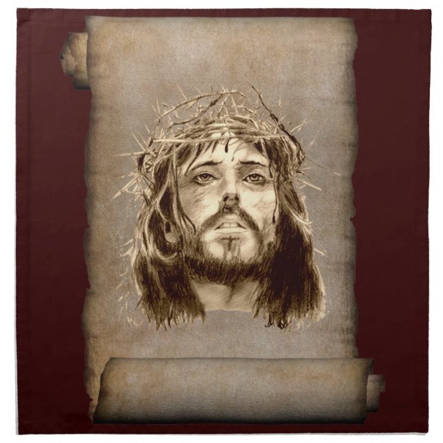 Jesus Christ Crown of Thorns on Scroll Napkin (Front)